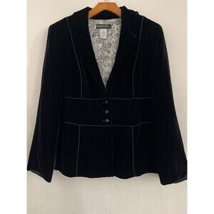 New York Collection Velvet Silk Blend Blazer 18WP Black Whimsigoth